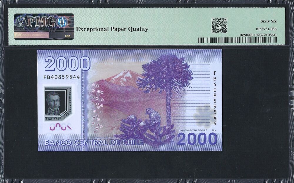 Chile -  2000 Pesos 2014 - Pick # 162d - PMG 66 EPQ