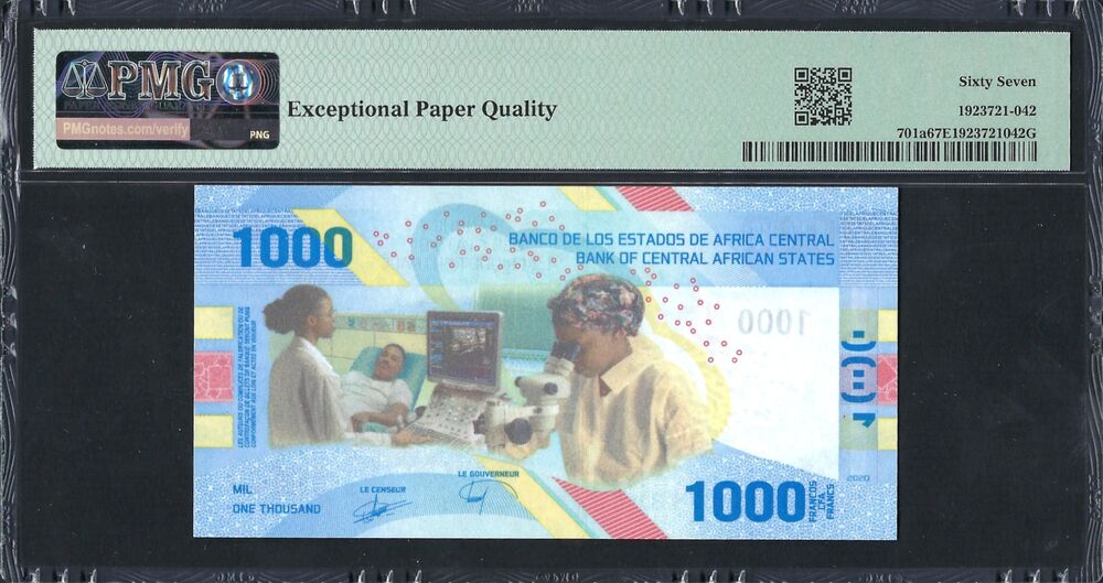 Central African States -  1000 Francs 2020 - Pick # 701a - PMG 67 EPQ