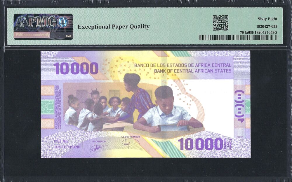 Central African States -  10.000 Francs 2020 - Pick # 704a - PMG 68 EPQ