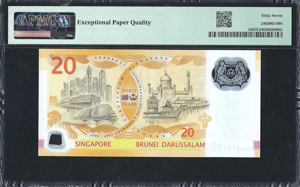 Singapore -  20 Dollars 2007 - Pick # 53 - PMG 67 EPQ