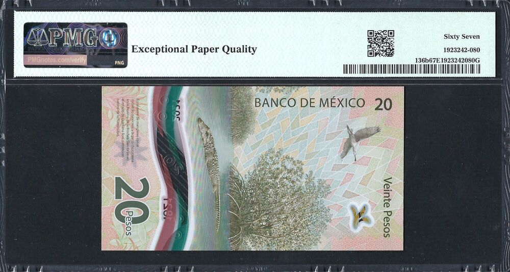 Mexico -  20 Pesos 2022 - Pick # 136b - PMG 67 EPQ