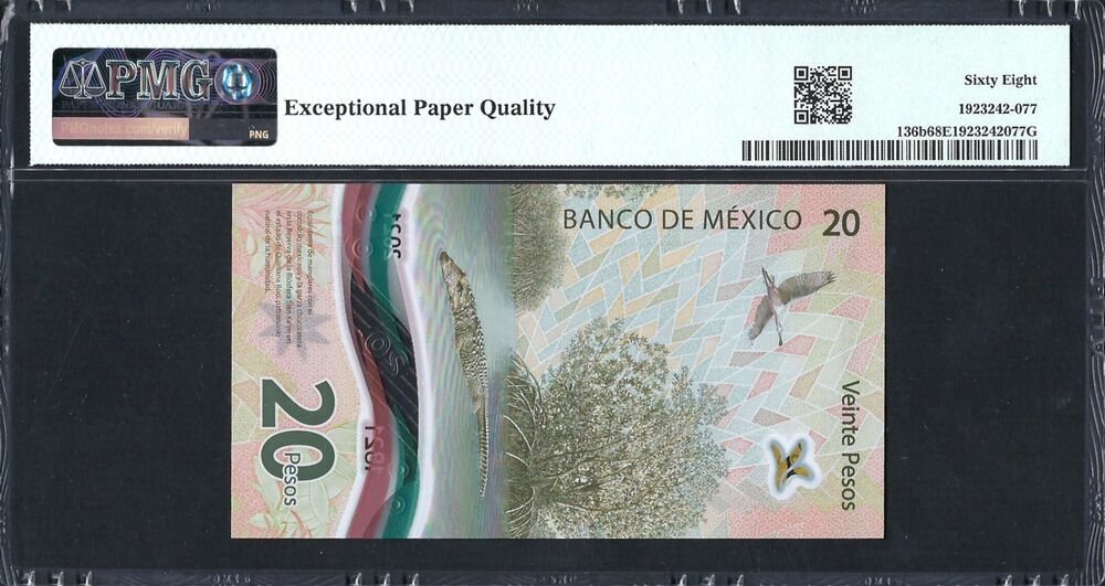 Mexico -  20 Pesos 2022 - Pick # 136b - PMG 68 EPQ