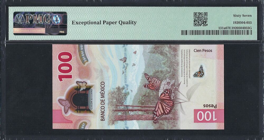 Mexico -  100 Pesos 2020 - Pick # 131a - PMG 67 EPQ