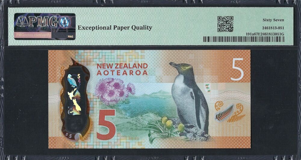 New Zealand -  5 Dollars 2015 - Pick # 191a - PMG 67 EPQ