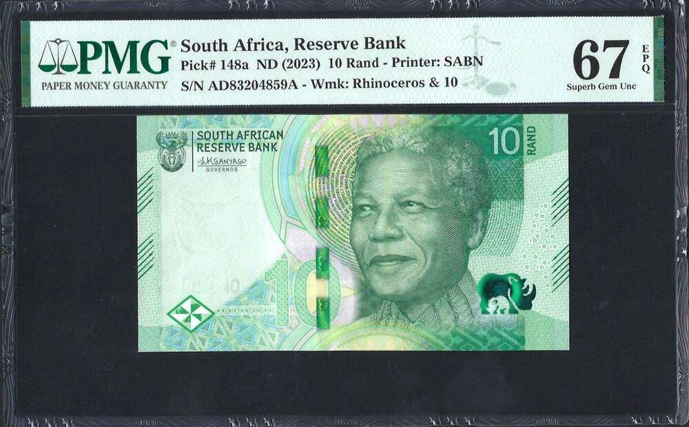 South Africa -  10 Rand 2023 - Pick # 148a - PMG 67 EPQ