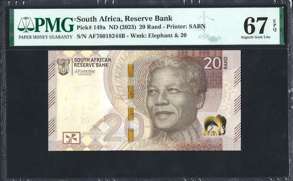 South Africa -  20 Rand 2023 - Pick # 149a - PMG 67 EPQ