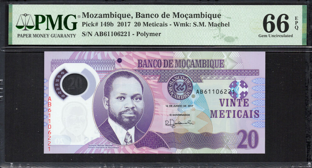 Mozambique -  20 Meticais 2017 - Pick # 149b - PMG 66 EPQ