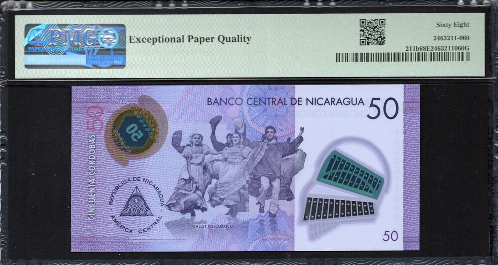 Nicaragua -  50 Córdobas 2021 - Pick # 211b - PMG 68 EPQ