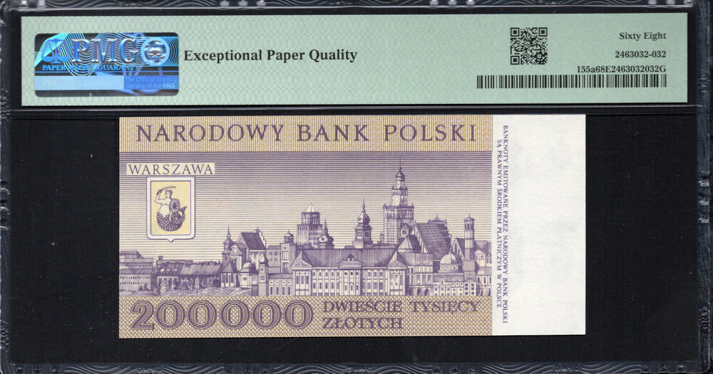 Poland -  200.000 Zlotych 1989 - Pick # 155a - PMG 68 EPQ