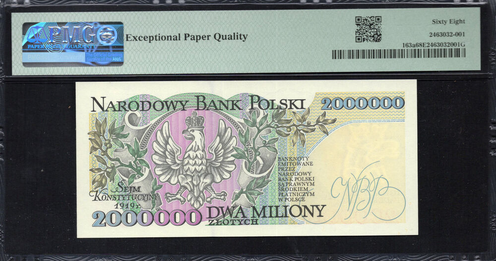 Poland -  2.000.000 Zlotych 1993 - Pick # 163a - PMG 68 EPQ