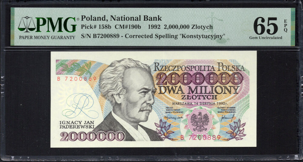 Poland -  2.000.000 Zlotych 1992 - Pick # 158b - PMG 65 EPQ