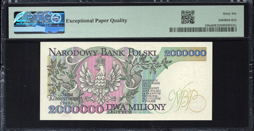 Poland -  2.000.000 Zlotych 1992 - Pick # 158a - PMG 66 EPQ