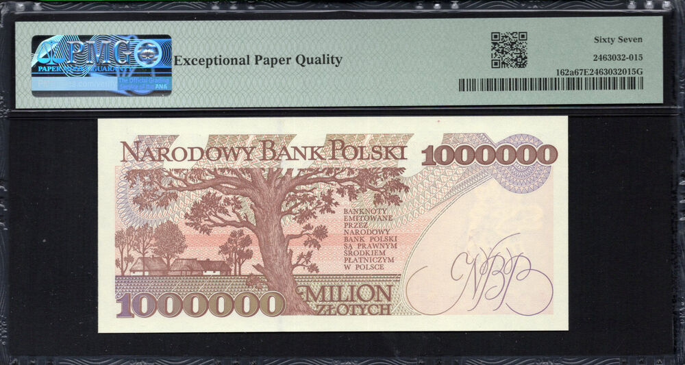Poland -  1.000.000 Zlotych 1993 - Pick # 162a - PMG 67 EPQ