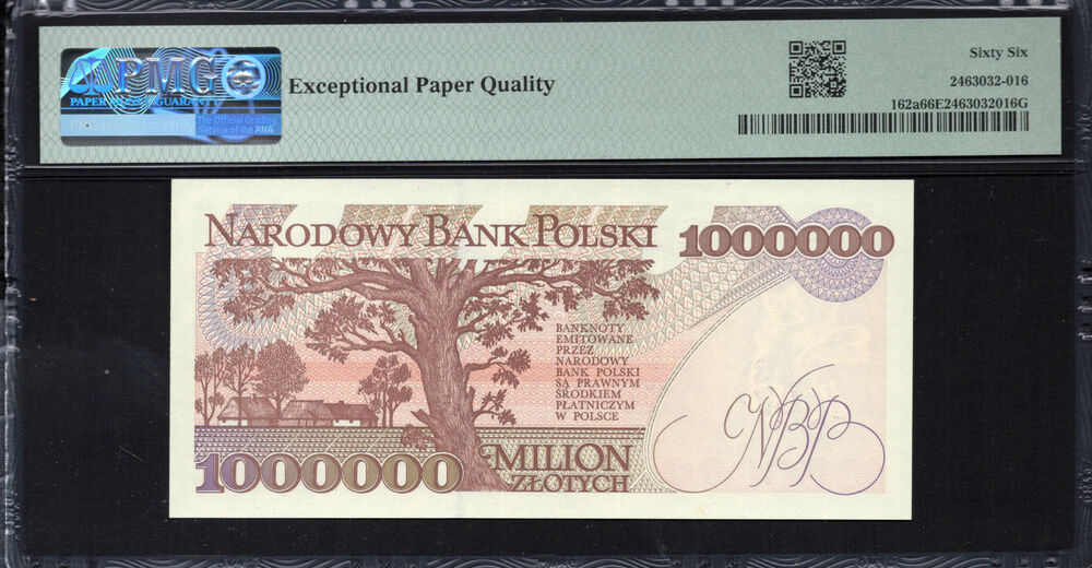 Poland -  1.000.000 Zlotych 1993 - Pick # 162a - PMG 66 EPQ