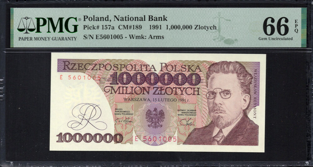 Poland -  1.000.000 Zlotych 1991 - Pick # 157a - PMG 66 EPQ