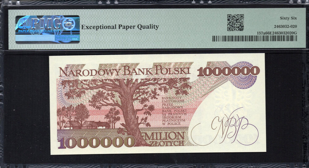 Poland -  1.000.000 Zlotych 1991 - Pick # 157a - PMG 66 EPQ