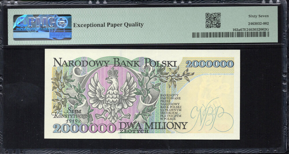 Poland -  2.000.000 Zlotych 1993 - Pick # 163a - PMG 67 EPQ