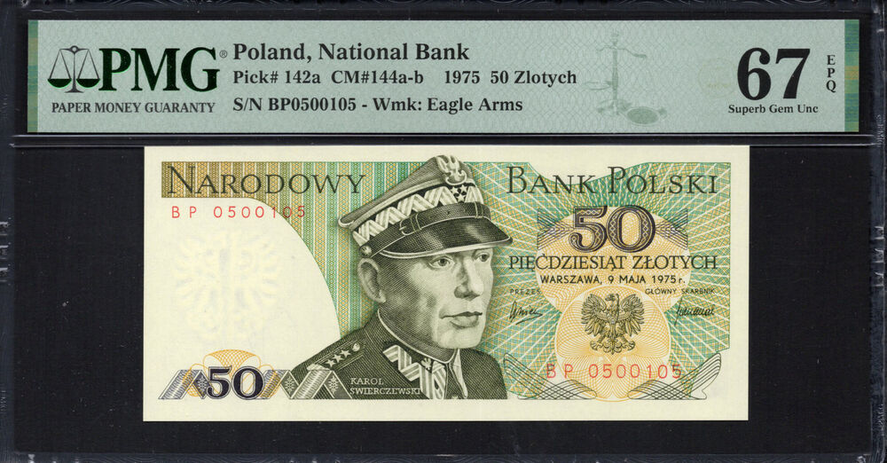 Poland -  50 Zlotych 1975 - Pick # 142a - PMG 67 EPQ