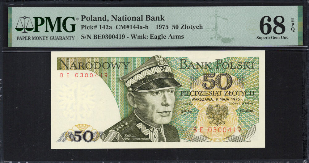 Poland -  50 Zlotych 1975 - Pick # 142a - PMG 68 EPQ
