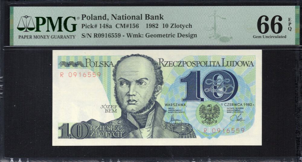 Poland -  10 Zlotych 1982 - Pick # 148a - PMG 66 EPQ