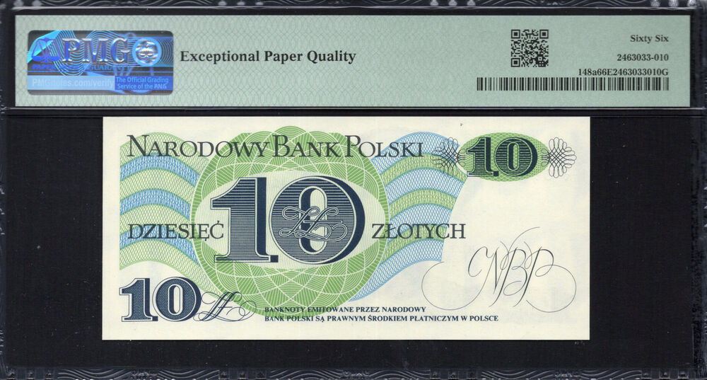 Poland -  10 Zlotych 1982 - Pick # 148a - PMG 66 EPQ