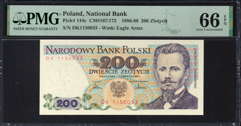 Poland -  200 Zlotych 1986 - Pick # 144c - PMG 66 EPQ