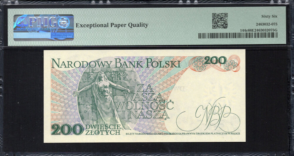 Poland -  200 Zlotych 1986 - Pick # 144c - PMG 66 EPQ