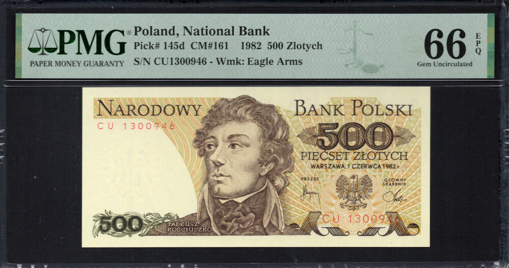 Poland -  500 Zlotych 1982 - Pick # 145d - PMG 66 EPQ