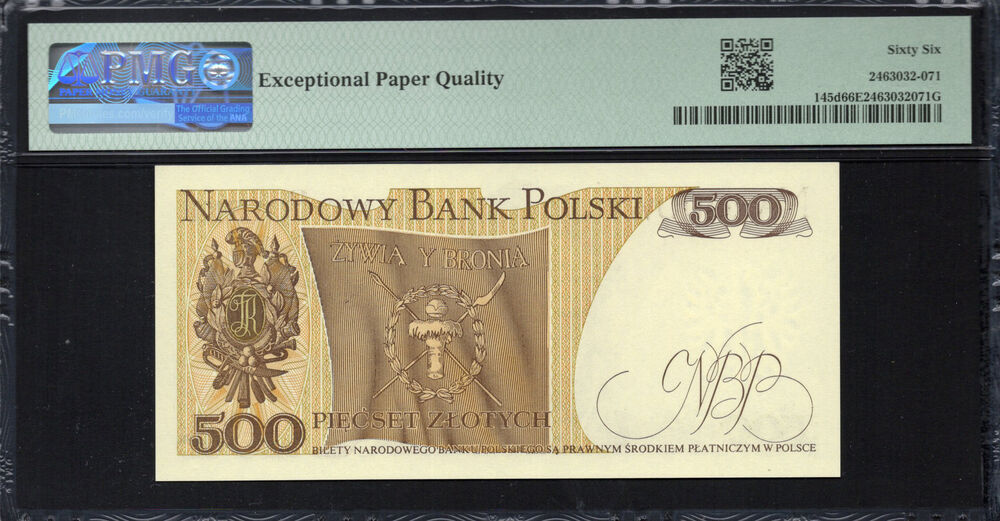 Poland -  500 Zlotych 1982 - Pick # 145d - PMG 66 EPQ