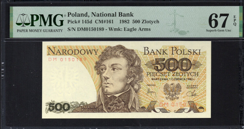 Poland -  500 Zlotych 1982 - Pick # 145d - PMG 67 EPQ