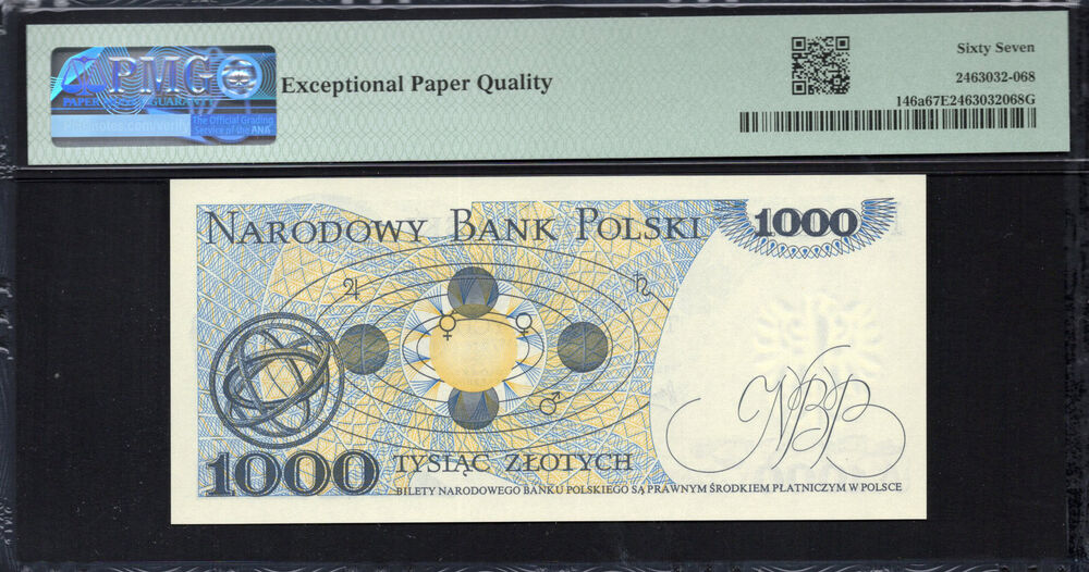 Poland -  1000 Zlotych 1975 - Pick # 146a - PMG 67 EPQ