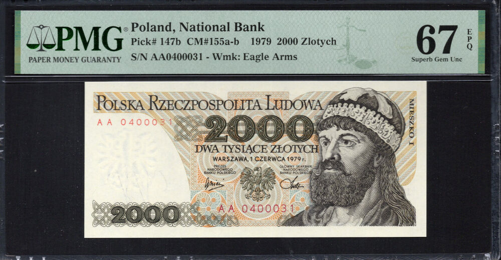 Poland -  2000 Zlotych 1979 - Pick # 147b - PMG 67 EPQ
