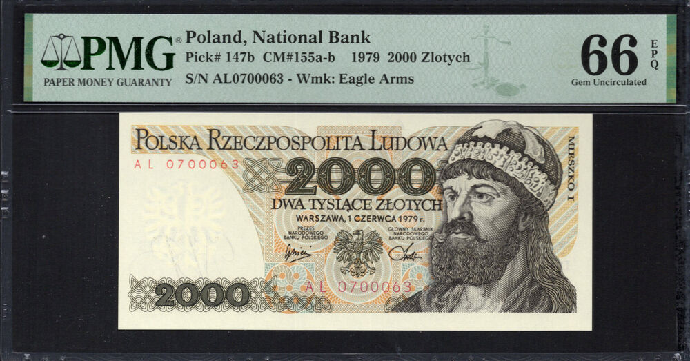 Poland -  2000 Zlotych 1979 - Pick # 147b - PMG 66 EPQ