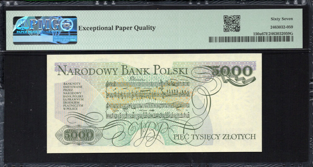 Poland -  5000 Zlotych 1982 - Pick # 150a - PMG 67 EPQ
