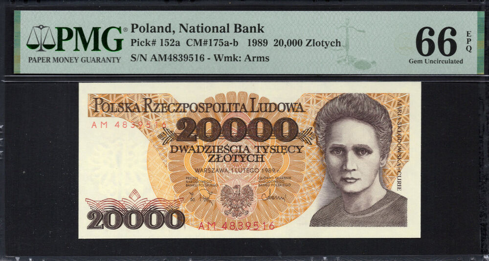Poland -  20.000 Zlotych 1989 - Pick # 152a - PMG 66 EPQ