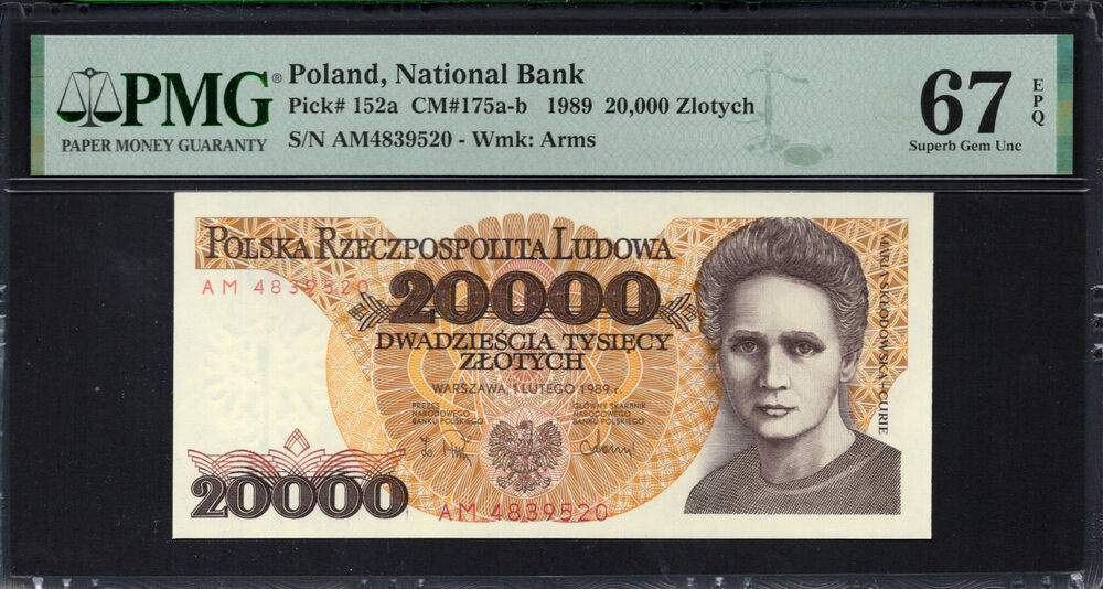 Poland -  20.000 Zlotych 1989 - Pick # 152a - PMG 67 EPQ