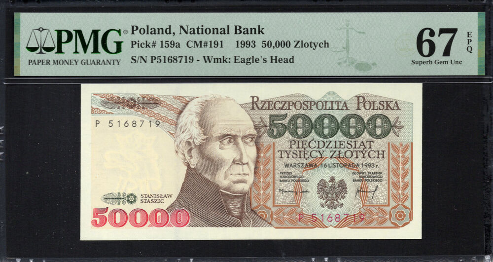 Poland -  50.000 Zlotych 1993 - Pick # 159a - PMG 67 EPQ