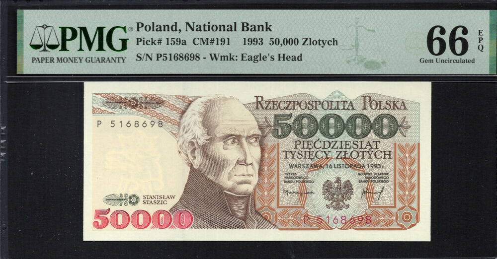 Poland -  50.000 Zlotych 1993 - Pick # 159a - PMG 66 EPQ