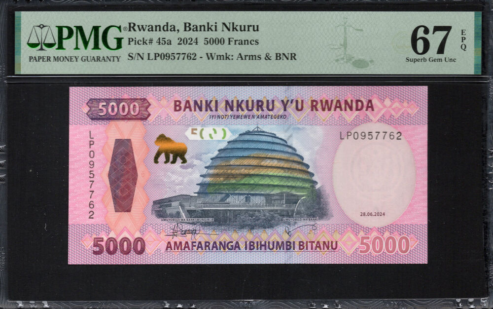 Rwanda -  5000 Francs 2024 - Pick # 45a - PMG 67 EPQ