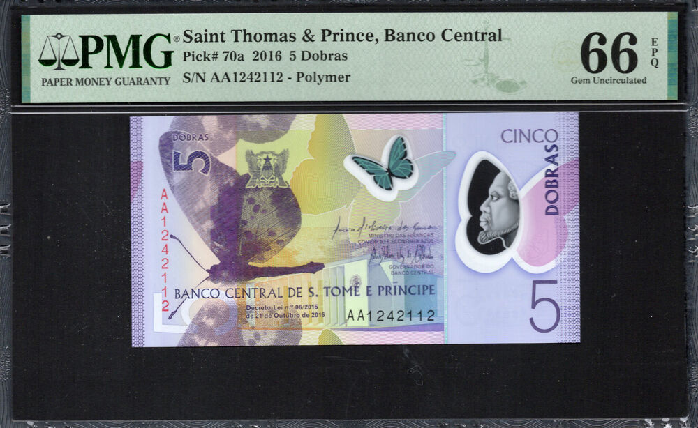 Sao Tome and Principe -  5 Dobras 2016 - Pick # 70a - PMG 66 EPQ