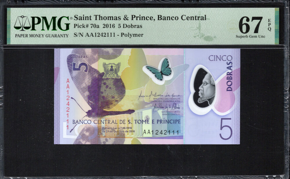 Sao Tome and Principe -  5 Dobras 2016 - Pick # 70a - PMG 67 EPQ