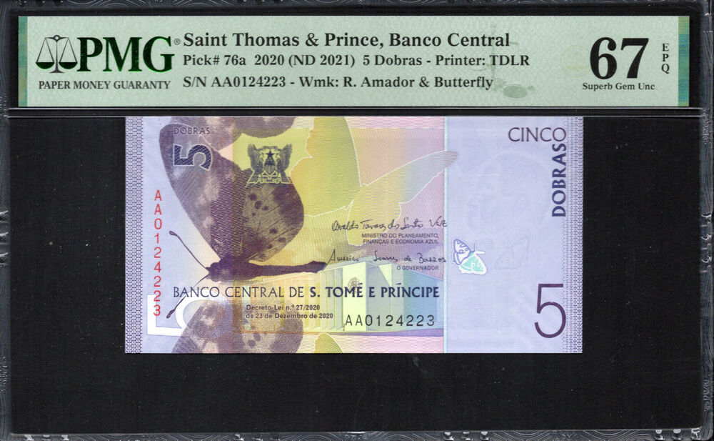 Sao Tome and Principe -  5 Dobras 2020 - Pick # 76a - PMG 67 EPQ