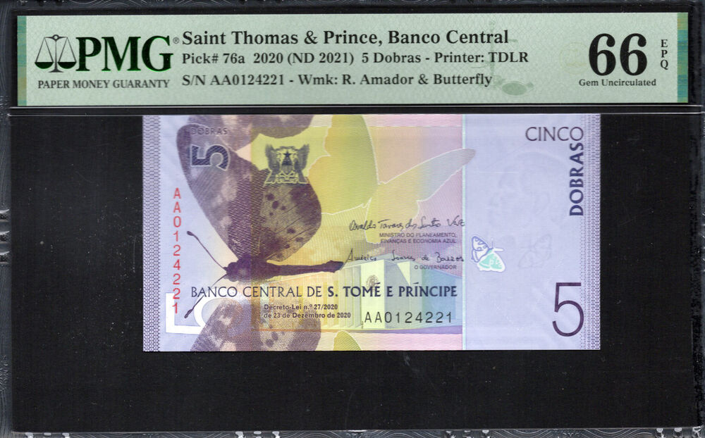 Sao Tome and Principe -  5 Dobras 2020 - Pick # 76a - PMG 66 EPQ