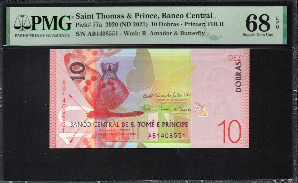 Sao Tome and Principe -  10 Dobras 2020 - Pick # 77a - PMG 68 EPQ