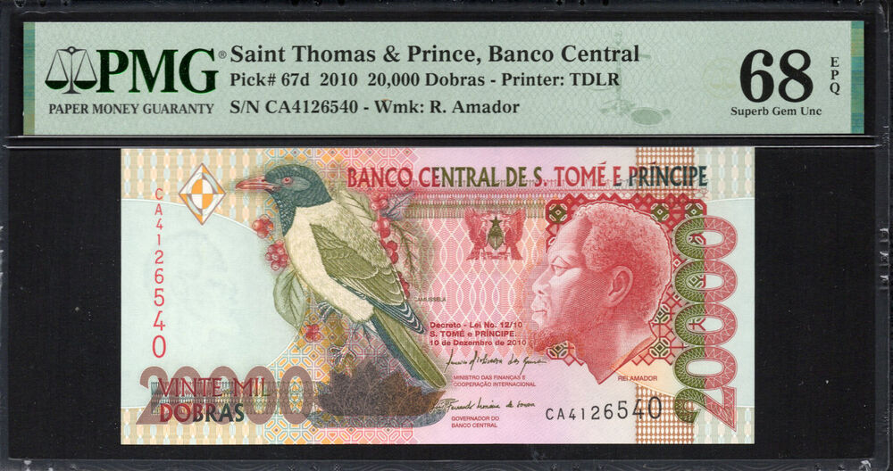 Sao Tome and Principe -  20.000 Dobras 2010 - Pick # 67d - PMG 68 EPQ