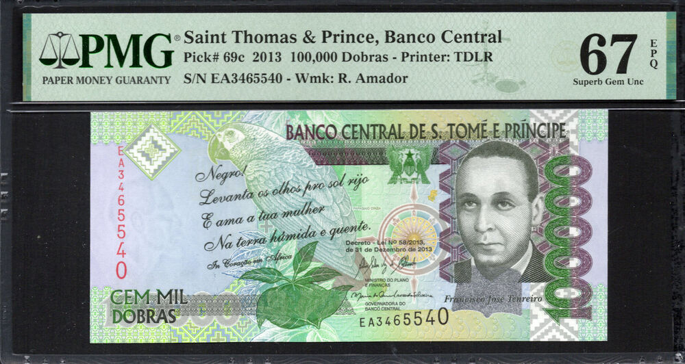 Sao Tome and Principe -  100.000 Dobras 2013 - Pick # 69c - PMG 67 EPQ