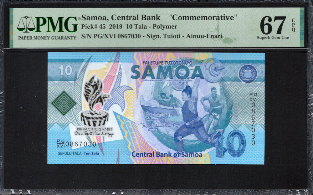 Samoa -  10 Tala 2019 - Pick # 45 - PMG 67 EPQ