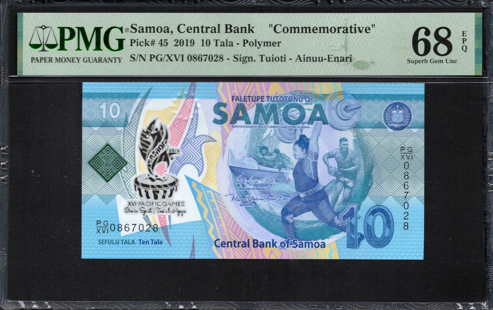 Samoa -  10 Tala 2019 - Pick # 45 - PMG 68 EPQ