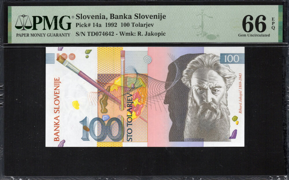 Slovenia -  100 Tolarjev 1992 - Pick # 14a - PMG 66 EPQ