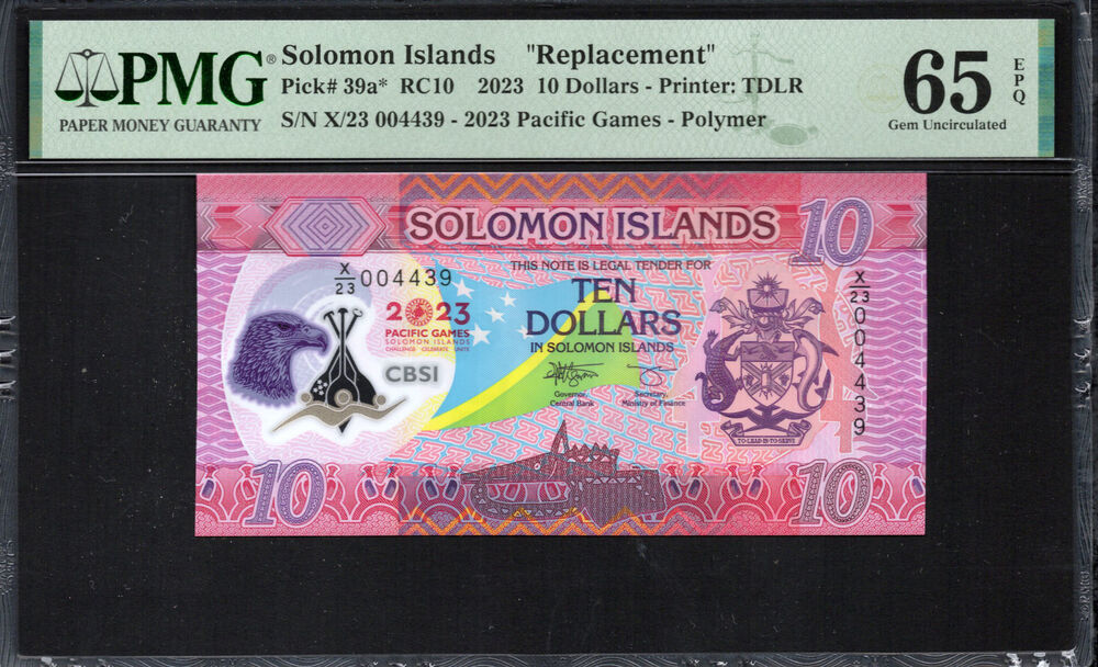 Solomon Islands -  10 Dollars 2023 - Pick # 39a* - PMG 65 EPQ